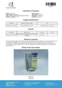Énanthate de drostanolone 150 mg/ml, page de test en laboratoire EuroPharma 0001