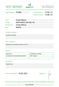 Drost EN test de laboratoire driada