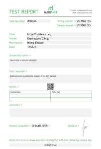 Exémestane 25 Test de laboratoire Hilma