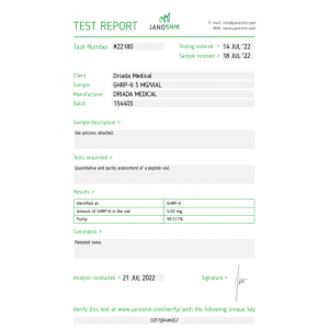 GHRP 6 Test de laboratoire driada