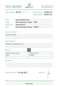 Test de laboratoire de poudre HGH hilma