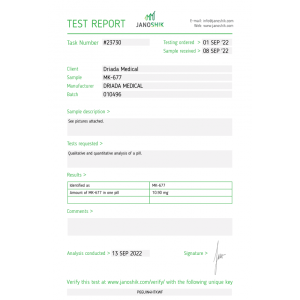 Test de laboratoire MK677 driada