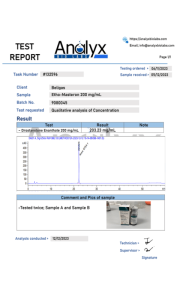 Test de laboratoire Beligas Masteron 200 mg ml