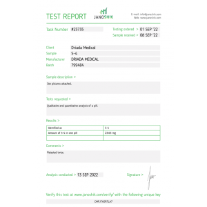 Test de laboratoire S4 driada