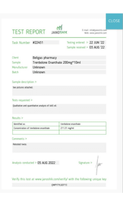 Trenbolone Enanthate 200 mg test de laboratoire beligas