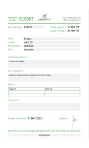 cialis 25 test de laboratoire beligas