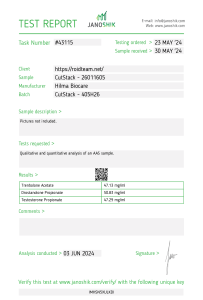 test de laboratoire Hilma de la pile coupée