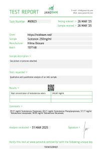 test de laboratoire sust 250 hilma