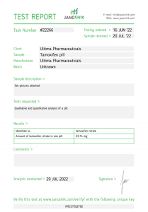 test de laboratoire Ultima Nolva