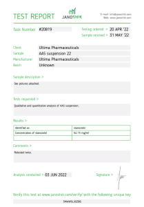 test de laboratoire Ultima Stanozolol 50