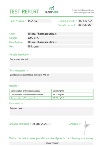 test de laboratoire Ultima Tritren 150